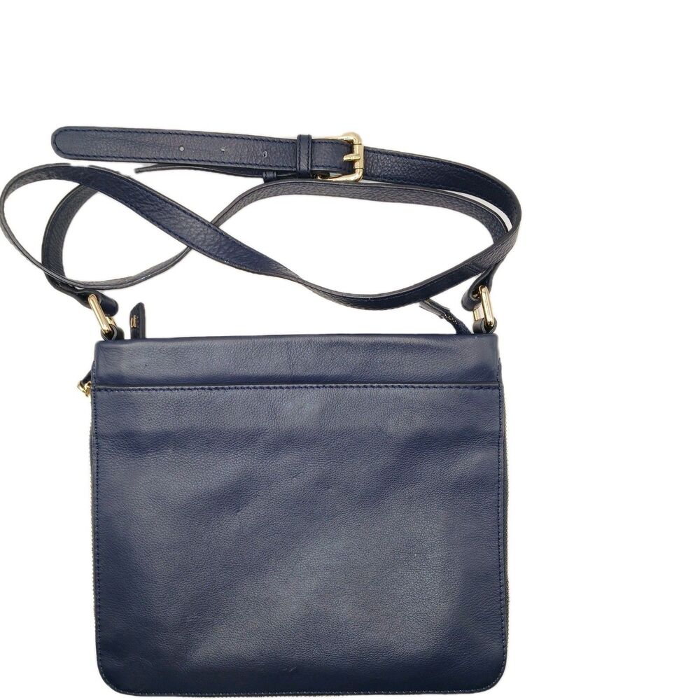 Hotter Marthe Navy Blue Leather Purse Cross Body Bag Zip Around To Enlarge